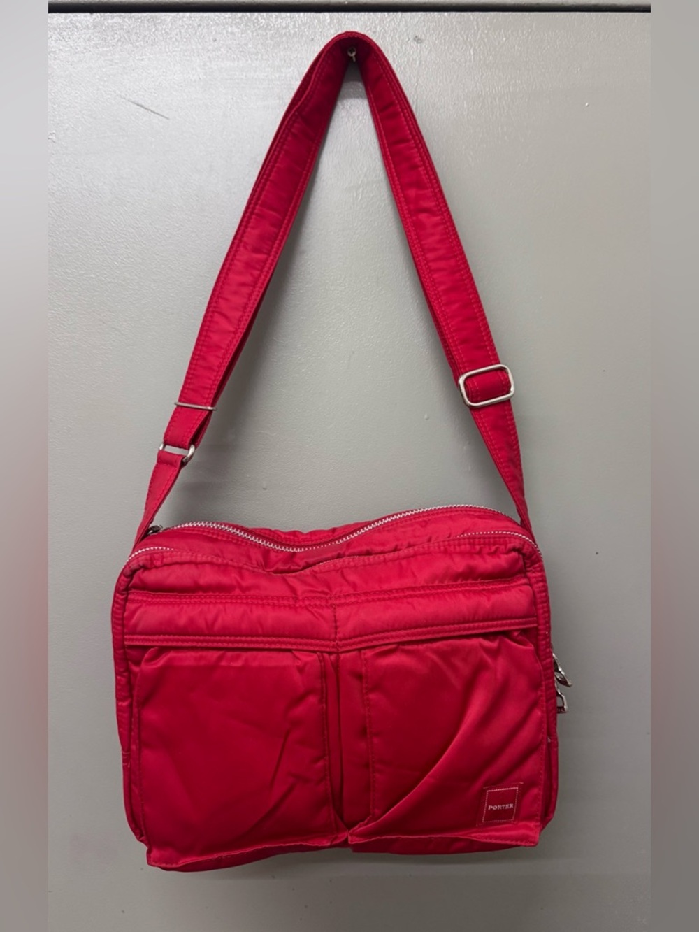PORTER TANKER Sling Bag w/ Zip Red